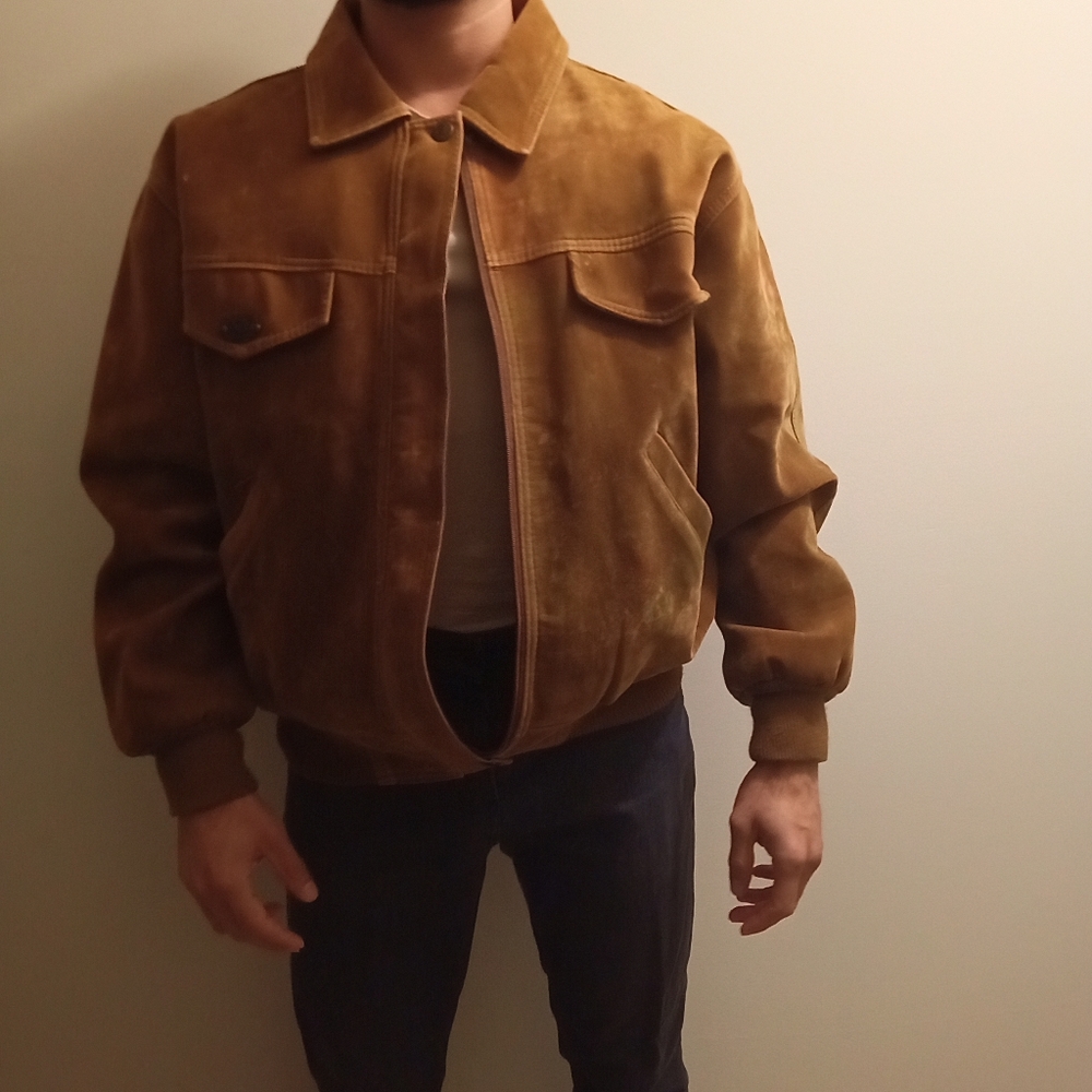 VINTAGE Suade Bomber Jacket Tan